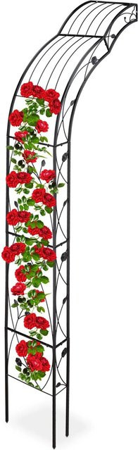Relaxdays Rosenbogen Spaliergitter aus Eisen in Schwarz zur Wandmontage, B: 256 cm, T: 39 cm, H: 72 cm - Bild 1