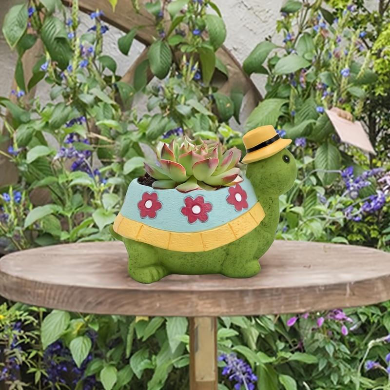 SZ-JZQ Schildkröten-Blumentopf aus Kunstharz in Grün für Sukkulenten und Dekoration - Bild 5