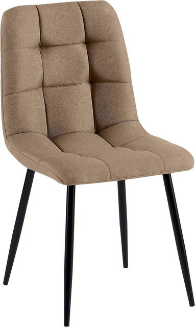 CLP Esszimmerstuhl Antibes gepolstert mit Stoffbezug in Beige und schwarzem Metallgestell - Bild 1