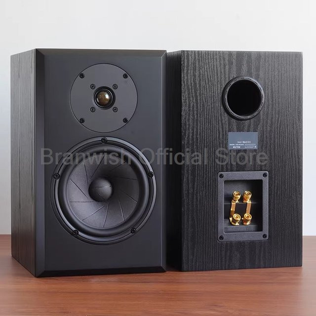 Branwish Passives Regallautsprecher Paar in Schwarz oder Braun, 6,5-Zoll, 75 W, 89 dB Empfindlichkeit, Dual-Binding Posts für Heimkino und HiFi-Audiostudio - Bild 1