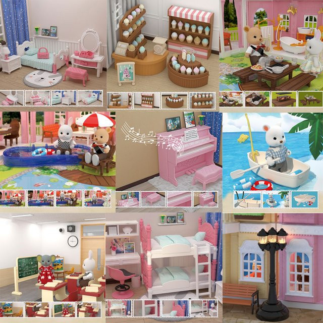 MSFTOYS Miniatur Möbel Puppenhaus Set, Bunt / Mehrfarbig - Bild 1