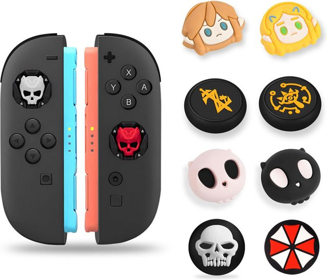 2er-Set Silikon Thumb-Stick Grip Caps Schutzhüllen für Nintendo Switch Joy-Con und Pro Controller in Multicolour - Bild 1