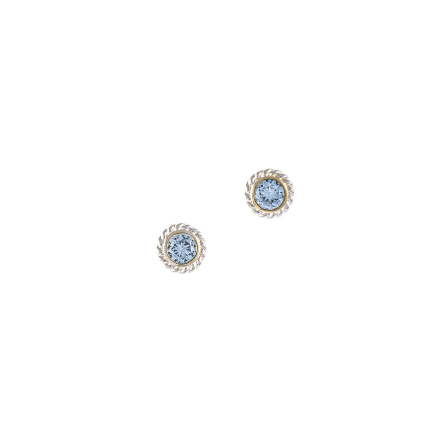 Ohrstecker 925 Silber, teilvergoldet, Zirkonia, hellblau - Bild 1