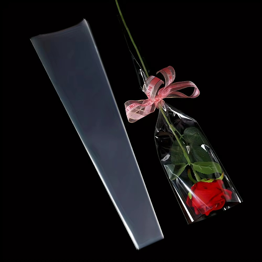 100 Stück transparente Plastik-Blumengeschenktüten aus strapazierfähigem Material für Blumensträuße und Pflanzen - Bild 2
