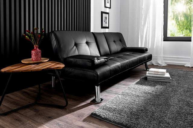 Schlafsofa Better Home mit Bettfunktion und Getränkehalter in Schwarz, B/T/H: 167 x 81 x 72 cm - Bild 1