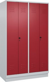 C+P PSA Doppel-Spind Classic PLUS mit Sockel, 4 Abteile, Grau und Rot, B/H/T: 120 x 195 x 50 cm - Bild 1