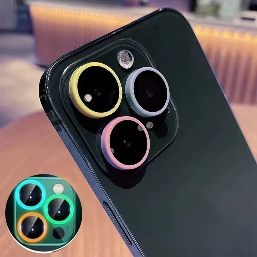 Leuchtende Keramik-Kameraschutzfolie aus gehärtetem Glas für Apple iPhone 12 13 14 15 16 Pro Max Plus Mini in Multicolour, 2-3 Stück - Bild 3