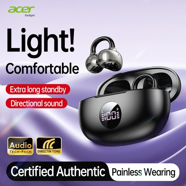 Acer Ohr577 Kabellose Bluetooth-Kopfhörer mit Ohrclip-Design und Geräuschunterdrückung in Schwarz und Beige - Bild 1