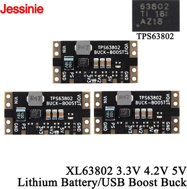 XL63802 Lithium-Batterie USB Spannungsregler Step Up Down Power Modul TPS63802 Boost Buck Board in Schwarz mit USB-C Anschluss - Bild 1