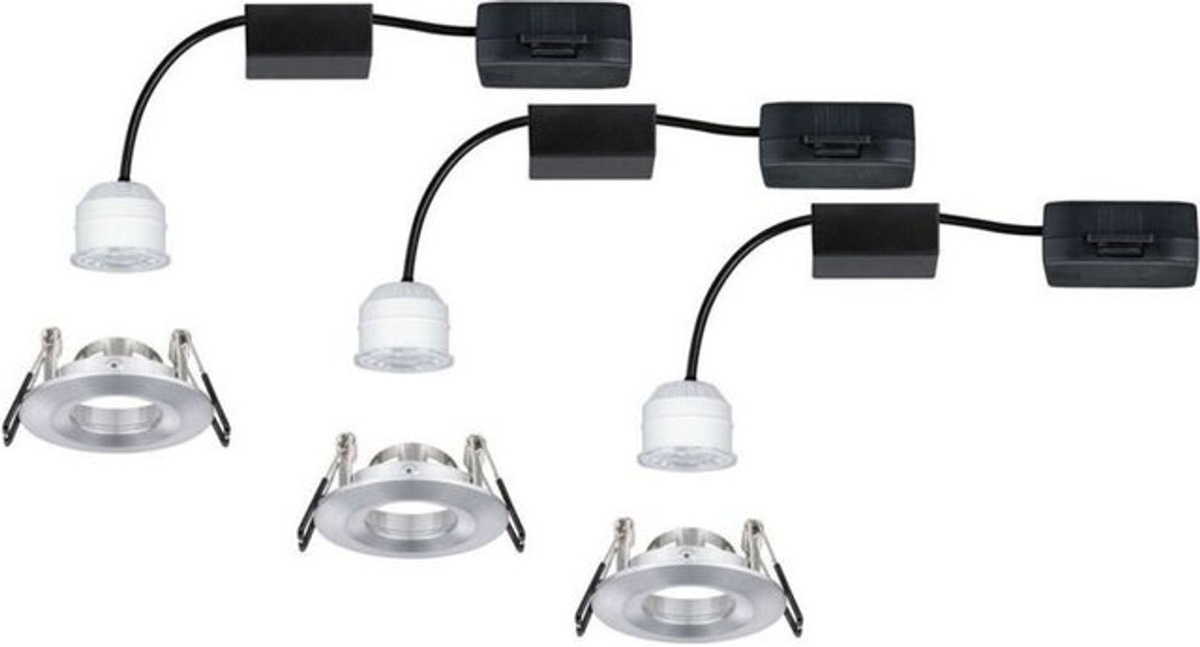 Paulmann Nova mini LED-Einbauleuchte 3er Set, Silber, Warmweiß, IP44, Aluminium - Bild 2