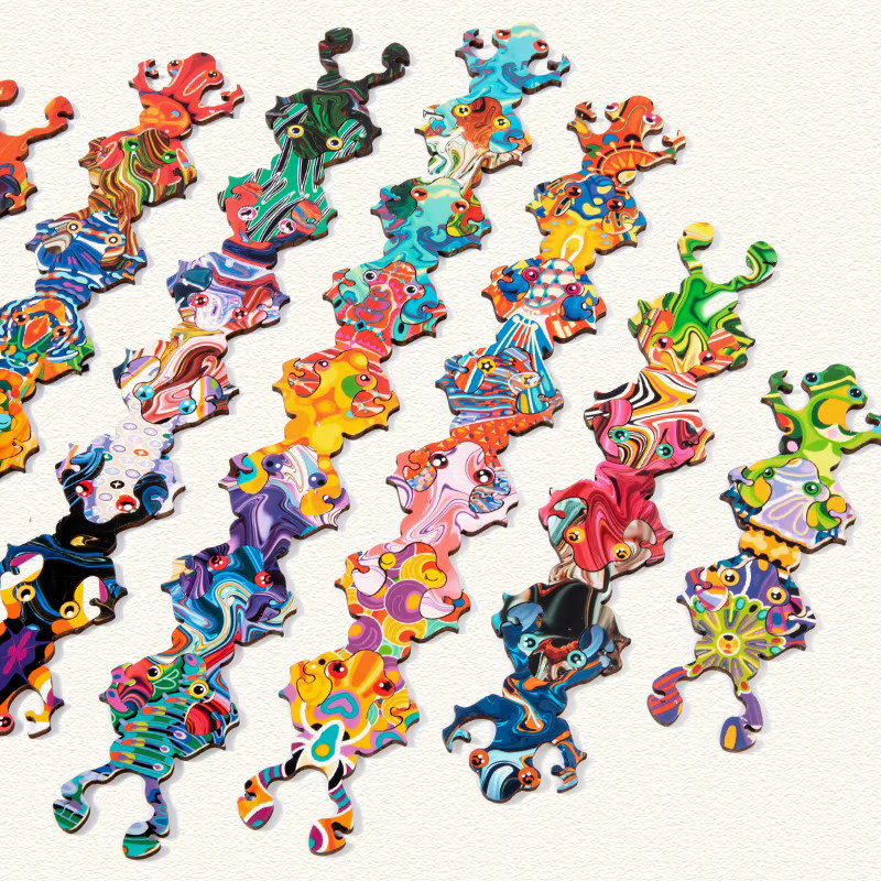 Dusan Wood Frosch-Puzzle, 100 Teile, bunt - Bild 2