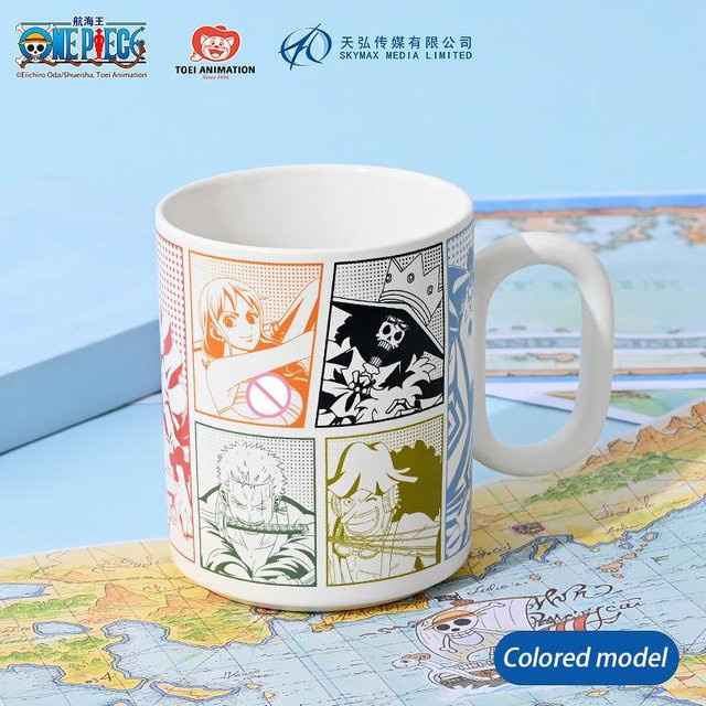 Offizielle One Piece Keramiktasse mit Strohhut-Crew Motiven von Yiran toy 1 in Grau - Bild 1