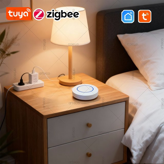 Tuya ZigBee Wireless Push Button Smart Scene Switch On Off Controller zur Automatisierung in Weiß - Bild 1