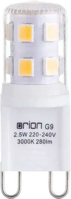 Orion Leuchten LED-Leuchtmittel G9, 2,5W, 25W Äquivalent, 3000 K Warmweiß, Transparent/Weiß - Bild 1