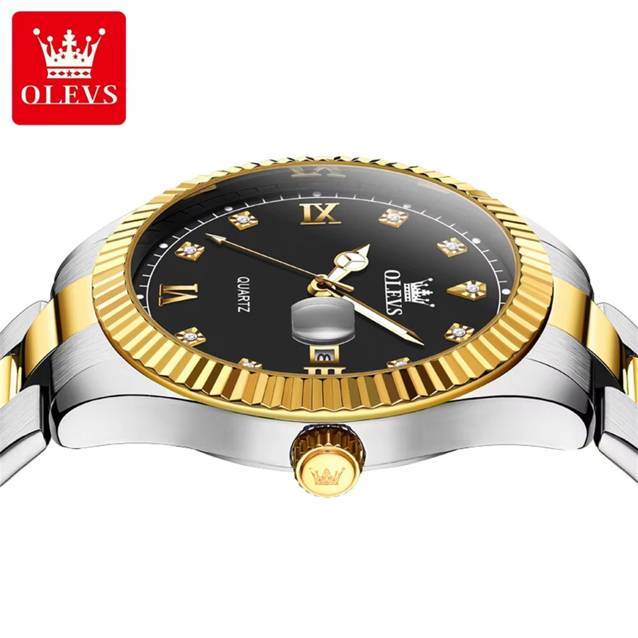 OLEVS Armbanduhr, Quarz, Gold, Edelstahl, Herren - Bild 2