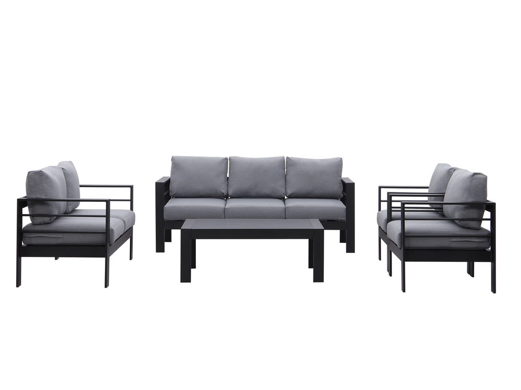 MEXO Gartenmöbel Lounge-Set Genua 7-Sitzer mit Polstern in Schwarz und Dunkelgrau - Bild 3
