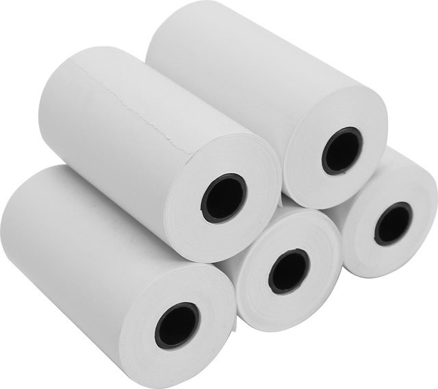5 Rollen weißes Thermo-Belegpapier für Büromaschinen und kleine Drucker - Bild 1