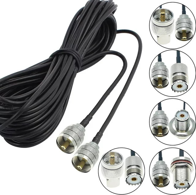 RFProMaker RG174 Koaxialkabel Stecker Set UHF PL259 auf SO239 Rechtswinkel Crimp Stecker in Silber - Bild 1