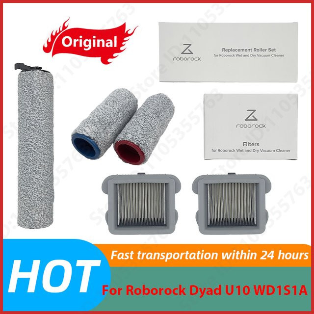 Roborock Dyad U10 WD1S1A Zubehör Set: Abnehmbare Rollenbürste und waschbarer HEPA-Filter in Grau - Bild 1