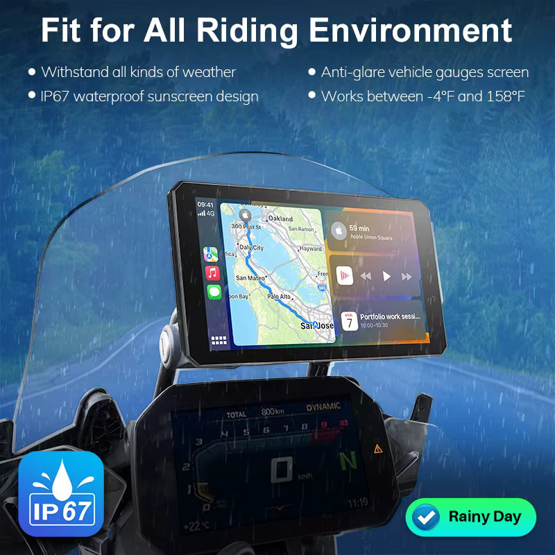 IYING 7-Zoll Motorradradio mit GPS, CarPlay und Android Auto für BMW R1200GS, R1250GS, S1000XR und R1300GS in Schwarz - Bild 4