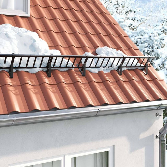 VD Home Furnishing Schneehaltesystem aus Edelstahl, Schwarz, 6 Stück, B: 29,5 cm, H: 34,5 cm, T: 3 cm - Bild 1