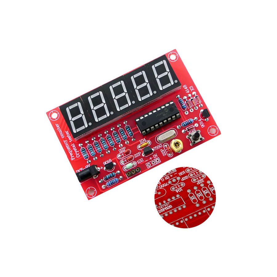 INTNIUB Digitales Frequenzzählermessgerät 1 Hz-50 MHz mit LED Display, RF Quarzoszillator Tester und DIY Kit für PCB Board Module, Rot - Bild 2