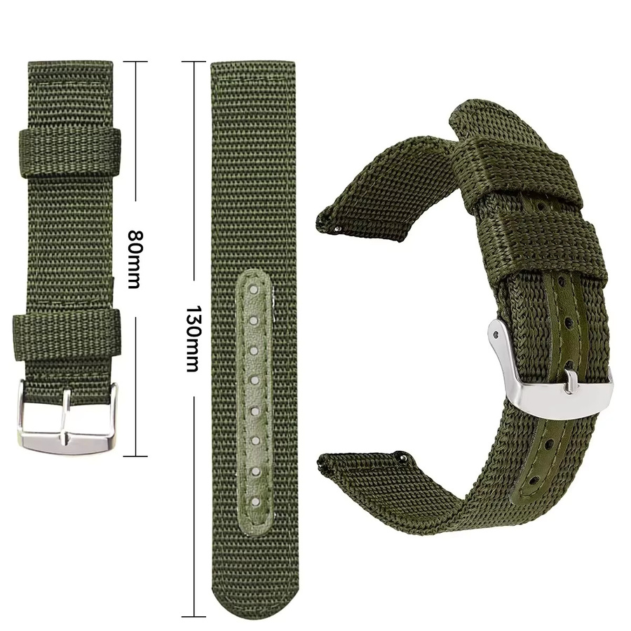 CAOWTAN Uhrenarmband Nylon-Canvas, Schwarz, Unisex, 18 mm, 20 mm, 22 mm, 24 mm - Bild 2