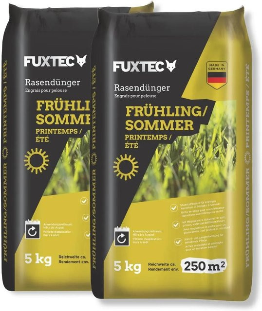 FUXTEC Rasendünger Frühling/Sommer FX-RDFS10 Stickstoffbetonte Formel mit Langzeitwirkung für bis zu 500 m² - Bild 1