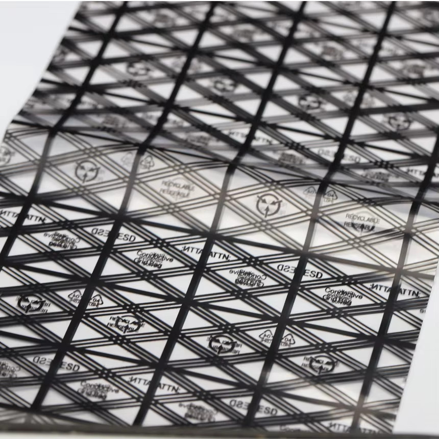 Antistatische ESD-Abschirmbeutel aus Kunststoff mit Netzgitter-Struktur, transparent, B/H: 18 x 26 cm - Bild 3