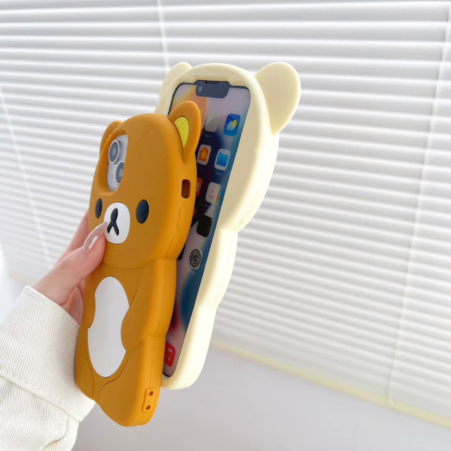 Niedliche Rilakkuma-Bär Silikonhülle von Potdemiel in Braun für iPhone Modelle - Bild 2