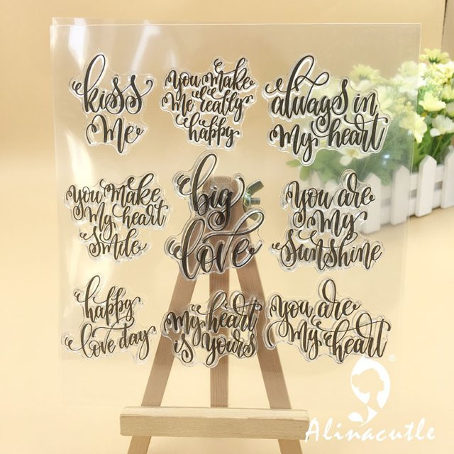 Alinacutle Transparente Silikonstempel mit Aluminiumwalze für DIY Scrapbooking und Paper Craft in der Motivvariante Große Liebe - Bild 1
