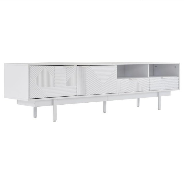 okwish TV Schrank mit geometrischem Design in Weiß, B/T/H: 200 x 40 x 51 cm - Bild 1