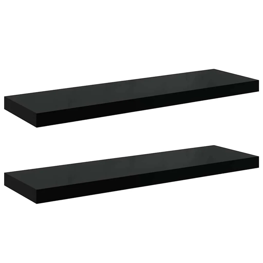 vidaXL Schweberegale 2er Set Schwarz Hochglanz B/T/H: 80 x 23,5 x 3,8 cm - Bild 2