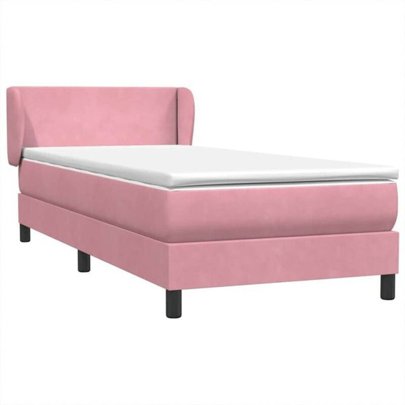 vidaxl Boxspringbett mit Matratze in Rosa und Weiß aus Samt, B/L: 80 x 220 cm - Bild 1