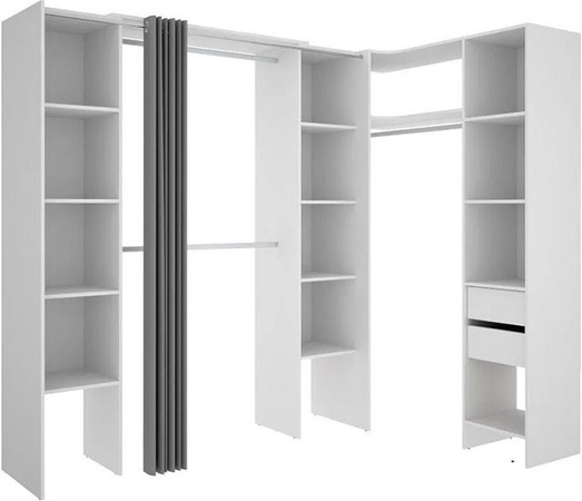 Offener Kleiderschrank Dorian von Vente-unique in Weiß, Höhe: 234 cm, Breite: 164 cm, Tiefe: 41 cm