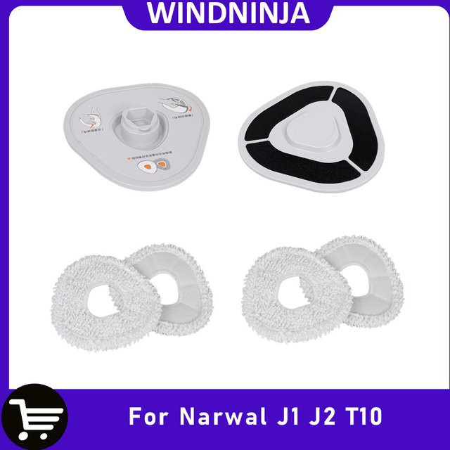WINDNINJA Ersatz-Mopp-Set für Narwal T10 J1 J2 Saugroboter inklusive Mopptücher und Mopphalter in Weiß - Bild 1