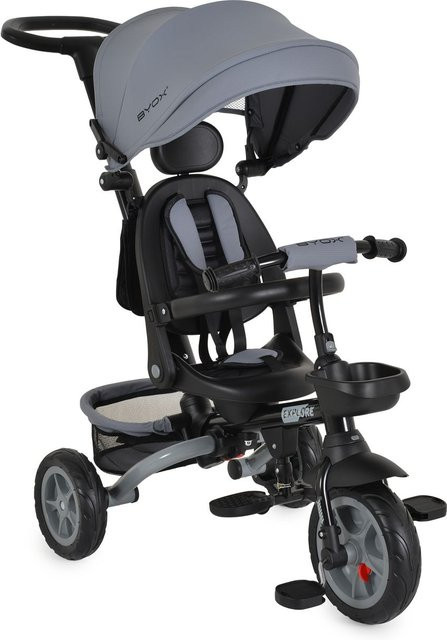 Byox Tricycle Explore 3 in 1 Dreirad mit Schiebegriff dunkelgrau - Bild 1