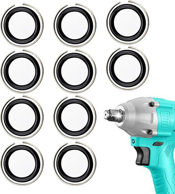 DAZZLEEX 10 Stück Halteklammern mit O-Ringen für 1/2 Zoll Schlagschrauber in Silber - Bild 1