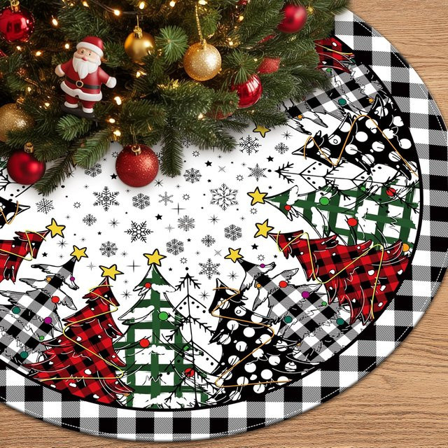 VIKAMA Weihnachtsbaum-Rock im Büffelkaro-Design für deine festliche Weihnachtsdekoration - Bild 1