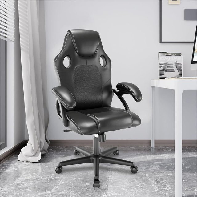 HTI-Living Bürostuhl Eco Daytona in Schwarz aus Kunstleder mit Armlehnen und Rollen - Bild 1