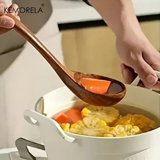 KEMORELA Kochlöffel aus Thailand Teakholz in Braun - Bild 1