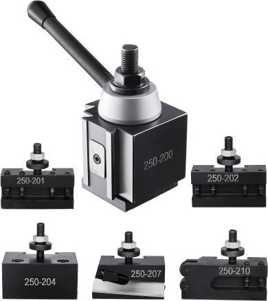 VEVOR Schnellwechsel-Werkzeughalter-Set 6-teilig aus Stahl in Schwarz für Mini- und Metalldrehmaschinen mit 254 bis 381 mm Umlaufdurchmesser - Bild 1