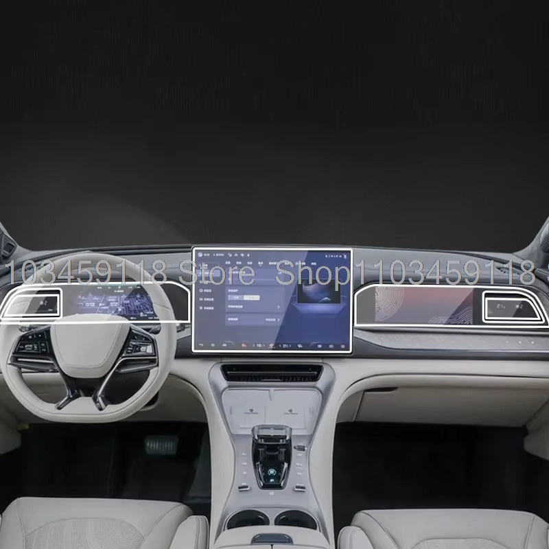 Transparente TPU-Schutzfolie für BYD Denza N7 (Modelljahre 2023-2025) für Innentür, Mittelkonsole, Armaturenbrett und Display - Bild 1