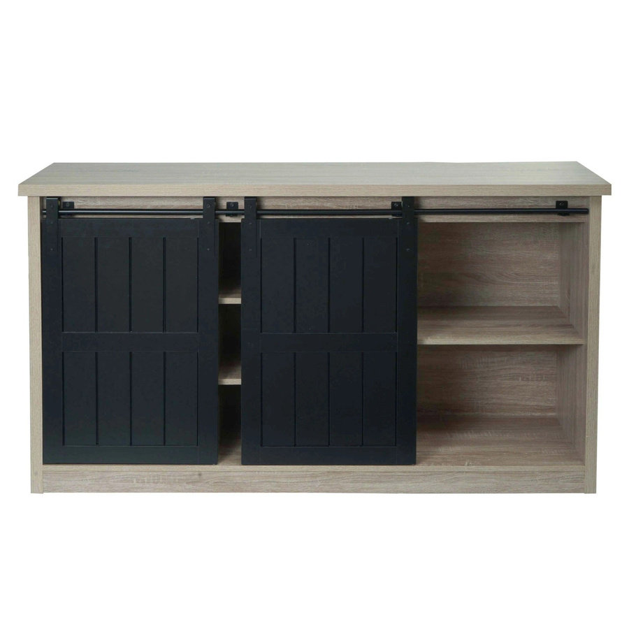 MCW Highboard K75 Sideboard im Industrial Design mit Schiebetüren und 7 Fächern, Holz-Optik Braun, H: 84 cm, B: 150 cm, T: 40 cm - Bild 2