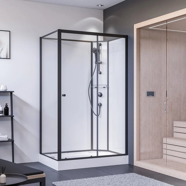Breuer Komplettdusche Eckdusche mit Schiebetür Schwarz Matt B/T: 120 x 80 cm - Bild 1