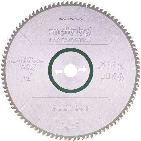 Metabo Multi Cut Professional Hartmetall-Kreissägeblatt für Universalmaterialien aus Kunststoff und Metall, Farbe: Silber, Durchmesser: 315 mm, Bohrung: 30 mm, Zähneanzahl: 96 - Bild 1