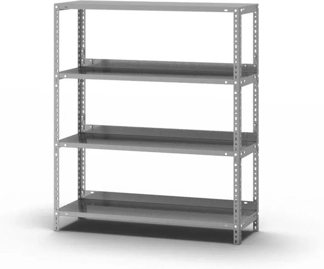PROREGAL Aktenregal mit Schraubsystem, verzinktes Grundregal in Silber, 4 Ebenen, H x B x T: 115 x 100 x 30 cm - Bild 1