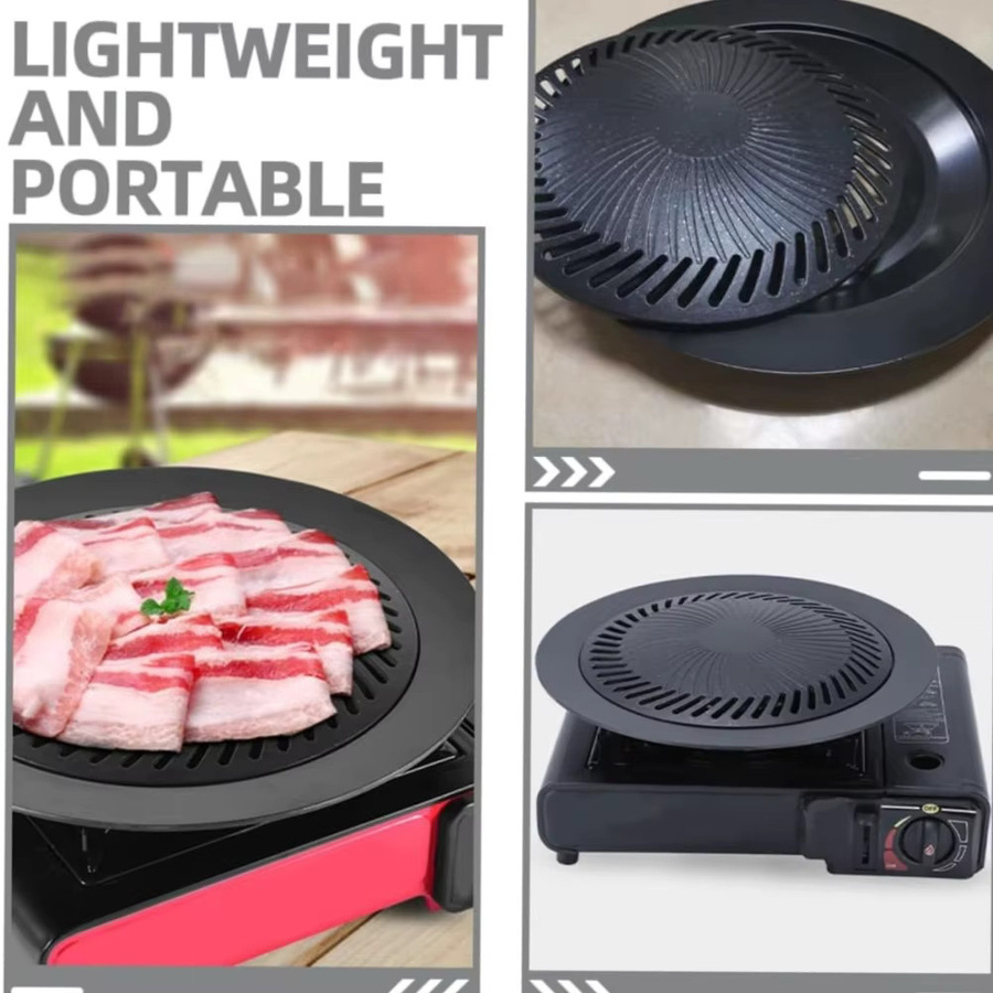 KOSUN Koreanische Grillpfanne aus Aluminium, rund, antihaftbeschichtet, Schwarz - Bild 3
