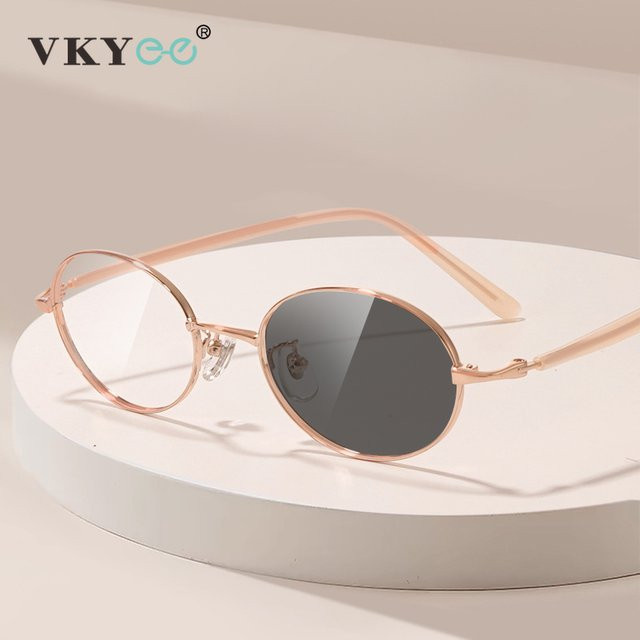 VKYEE 33282 Lesebrille, Titan, oval, Vollrand, Gold, Damen, Blaulichtfilter - Bild 1