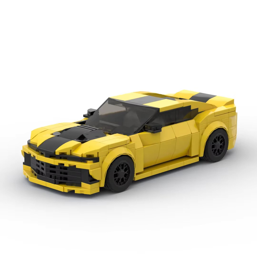 InhawBrick Speed Racing Sport Fahrzeug Racer Camaro, Gelbes Auto, Baustein Set - Bild 2